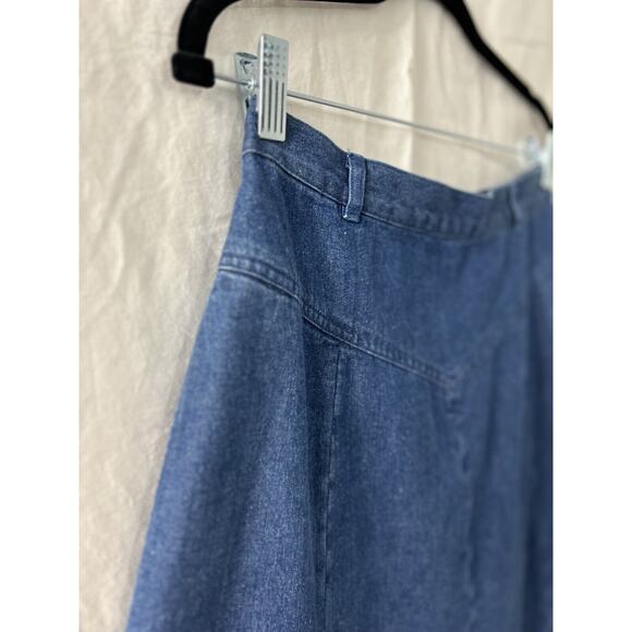 Orvis 8P Blue Denim Jean Skirt Midi Modest Home School Mid Calf Elastic Stretch - Picture 2 of 13